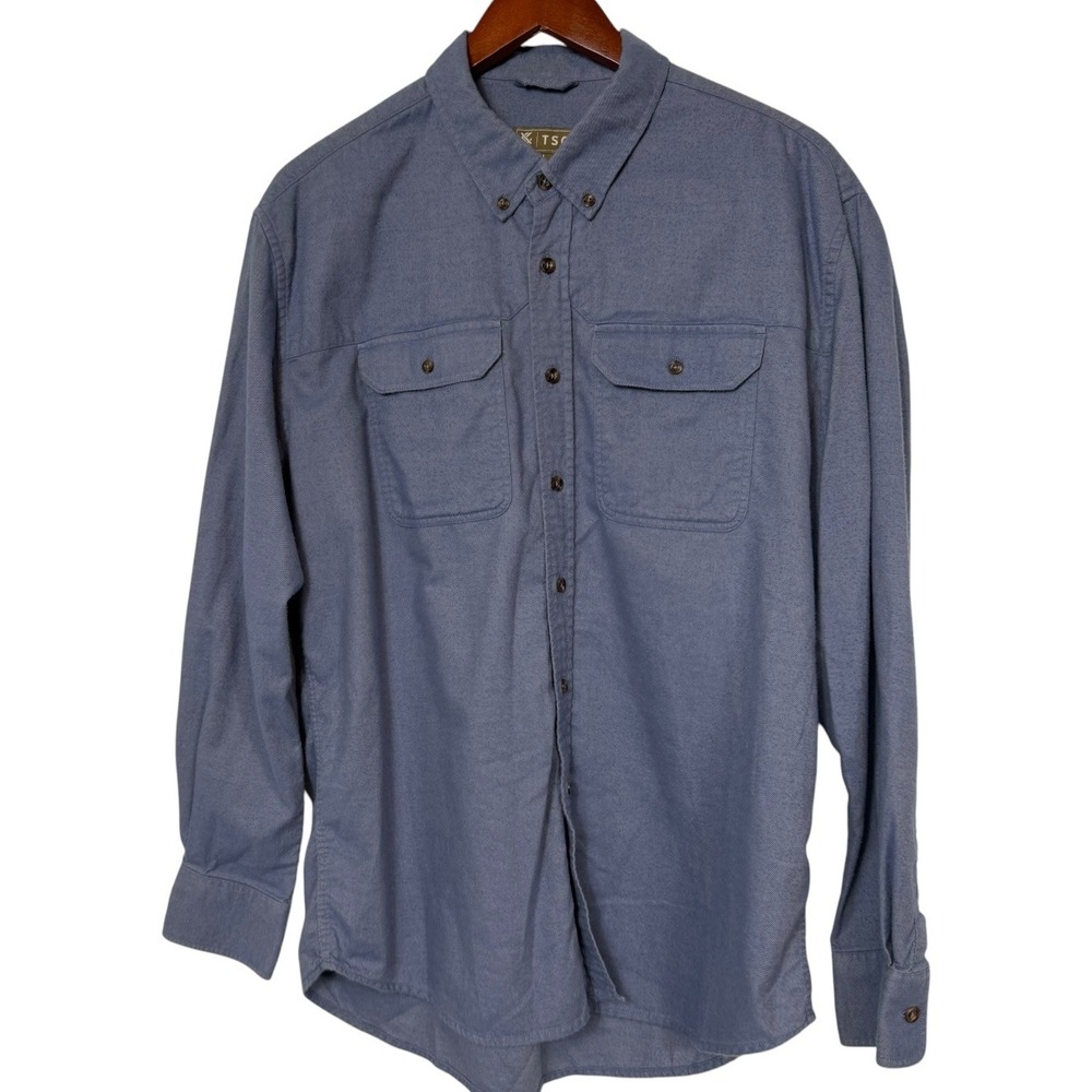 TSG Mens Blue 100% Cotton Long Sleeve Button Down Work Shirt Large Portugal